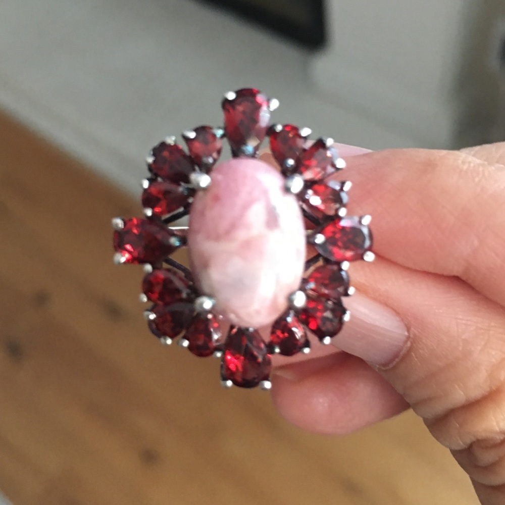 Garnet rhodochrosite sterling silver ring - Picture 10 of 11